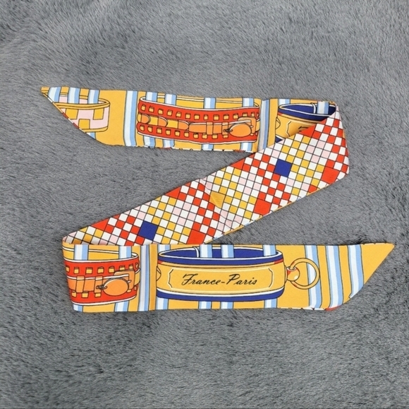 New France Paris Rope Silk Skinny Scarf Twilly - Picture 2 of 7